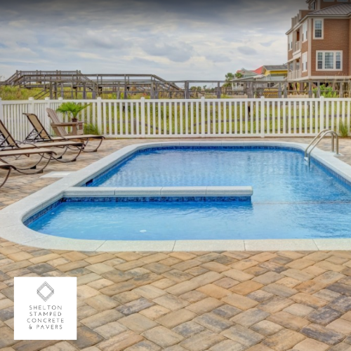 picture of a brick paver pool deck